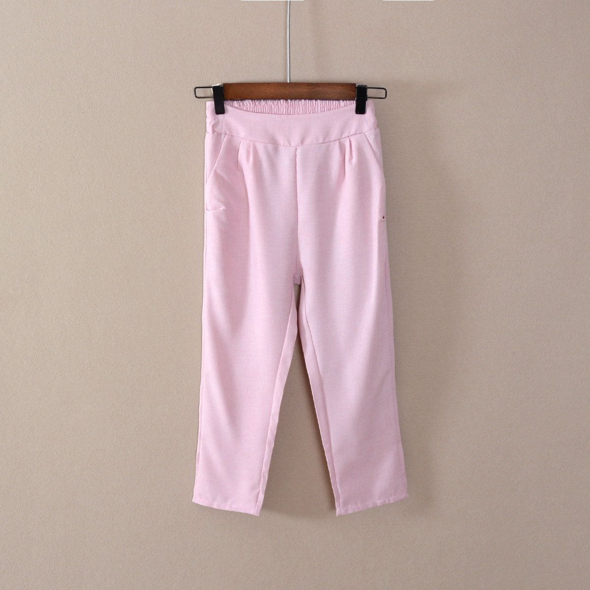 2022年夏款新品女装七分裤纯色口袋百搭轻薄休闲裤子显瘦气质潮流