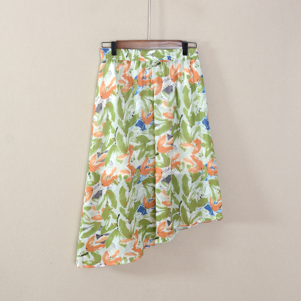 2024年夏装新品女款A字裙中长裙花色有内衬松紧腰半身裙子时尚潮