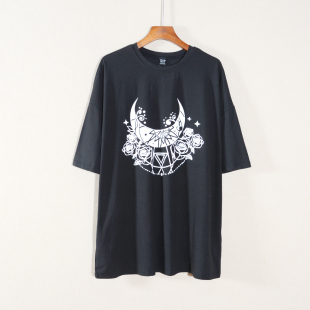 新品 宽松大码 女装 圆领休闲风印花T恤衫 上衣服显瘦 短袖 2025年夏季