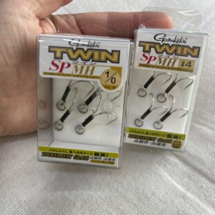 鱼钩Gamakatsu伽玛卡兹TWIN银色锋利复合二本钩带鱼钩慢摇船钓钩
