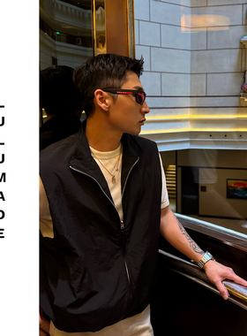 Lulumade| 26ss老钱风休闲户外速干抗皱宽松立领无袖马甲 男