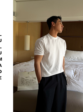 Lulumade | 26ss 醋酸棉弹力定织螺纹领宽松休闲百搭短袖T恤 男
