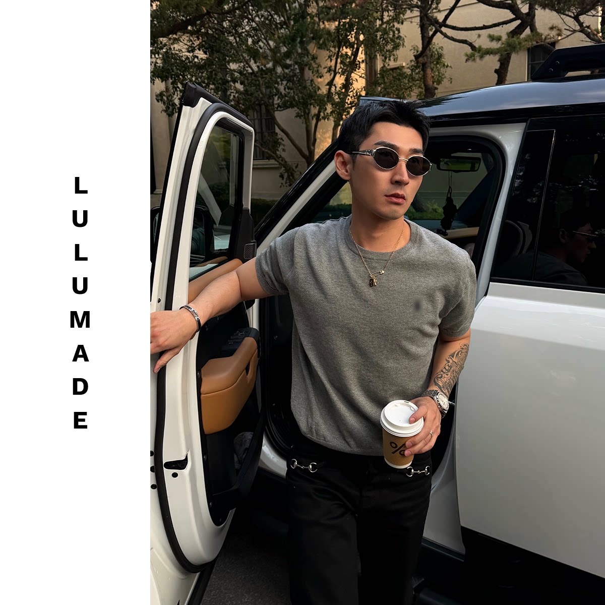 Lulumade【小马1590版】40支长绒棉田岛刺绣圆领针织短袖T恤 男