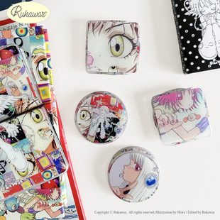 RukawazxOliwa联名final angel原创复古滴胶闪粉磁吸手机支架