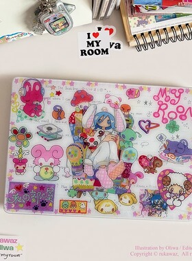 RUKAWAZxOliwa奥莉蛙联名原创可爱动漫复古my room日系适用苹果电脑笔记本Macbookpro/air 13/16/14寸满天星