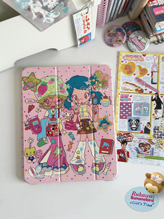 RUKAWAZx鸟鸟一联名原创girls pro保护壳 time可爱复古动漫滑轨亚克力可抽拉拆卸防摔带笔槽适用苹果平板iPad