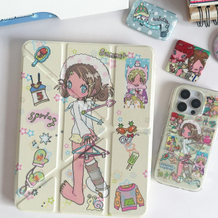 air6保护壳 RUKAWAZx鸟鸟一联名原创四季 物语磁吸亚克力带笔槽防摔适用苹果平板iPad pro air7