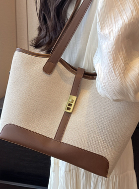 今年流行大容量帆布包2026新款上班通勤包百搭学生上课单肩托特包