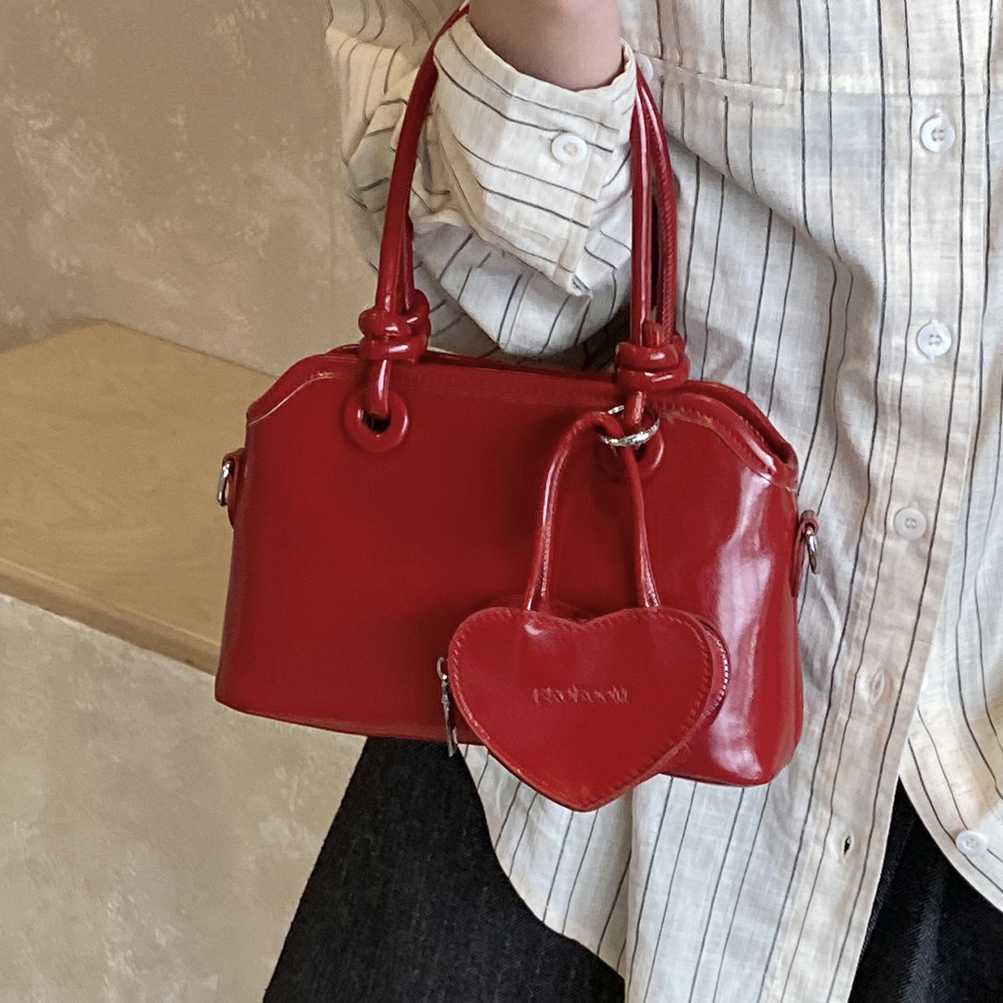 韩国超火红色手提包包女式2026新款冬季百搭甜美风单肩斜挎包婚包,箱包皮具/热销女包/男包,通用款女包,淘宝优惠券,粉丝福利购,淘宝优惠卷