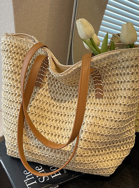 小众设计百搭编织包包女2026新款夏天时尚大容量通勤草编包托特包