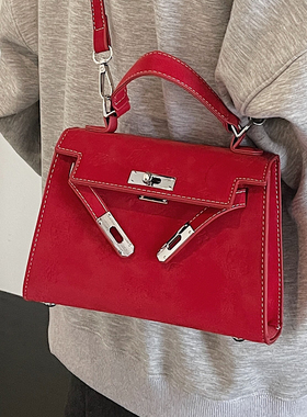 今年流行红色手拎包女2026新款百搭高级感小众时尚轻奢单肩斜挎包