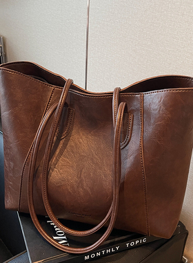 高级感上班通勤包女式2026新款时尚复古学生上课大容量单肩托特包