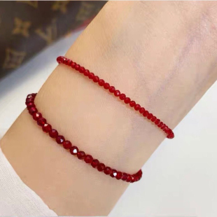 进口天然极细红尖晶黄锆石14K注金本命年转运手链手串超闪不褪色