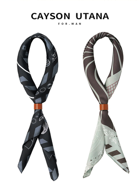 复古设计感男士丝巾腰果花小方巾英伦领巾阿美咔叽小围巾佩斯利纹