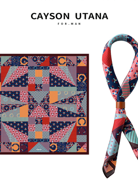 桑蚕丝复古花卉vintage男士丝巾真丝小方巾扣衬衫领巾柔软小围巾