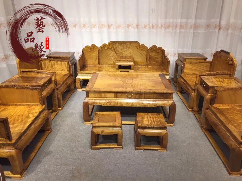 保真金丝楠木家具中式仿古家具实木楠木黄心楠沙发十三件套明清古