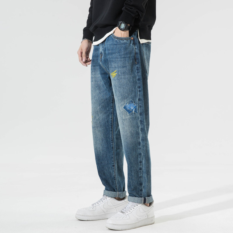 白墙抖音品质牛仔裤装浅色破洞加肥加大DSA012-nz272-p80,男装牛仔裤,星座415A（原A012）