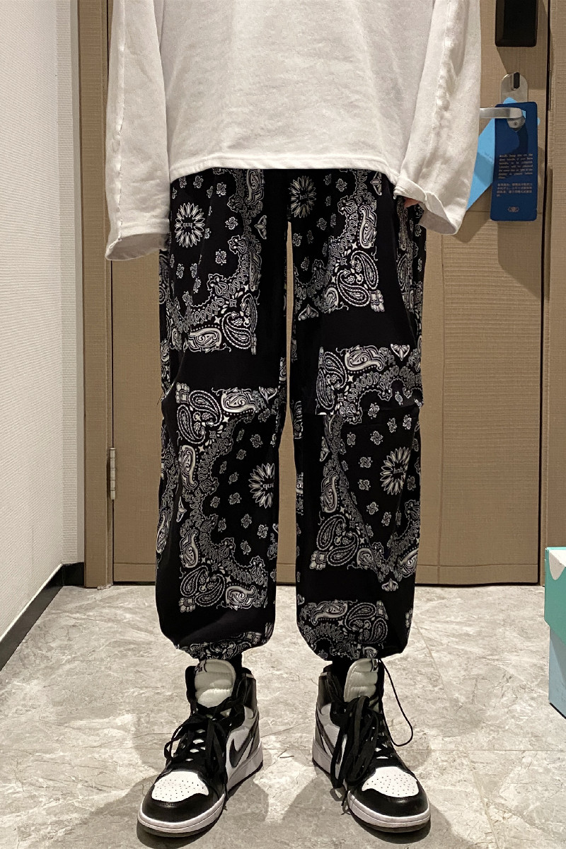 港风模特大码色男士印花裤腰果大黑色贴港风DSA012k234p45,男装休闲裤,星座415A（原A012）