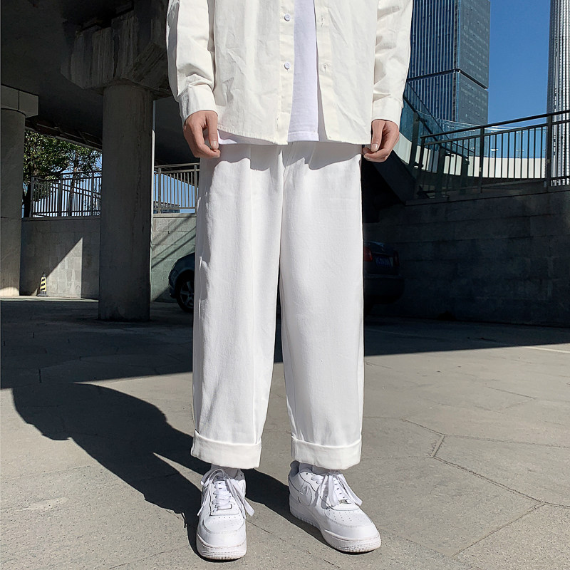 港风模特外景色男士纯色白休闲港风DSA012k232p55,男装休闲裤,星座415A（原A012）