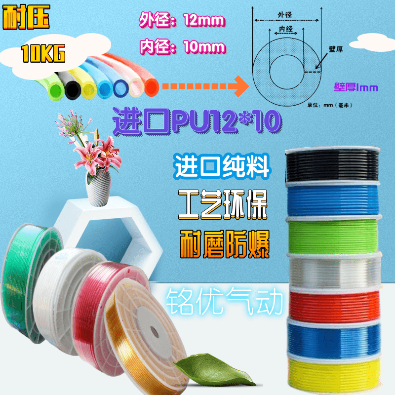 PU12*10气管外径12mm内径10mm进口料气管空压机软管12x10风炮管