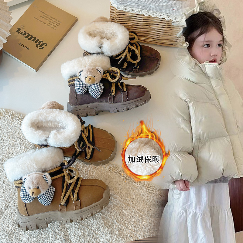 女童冬季加加厚绒保暖防滑大棉靴