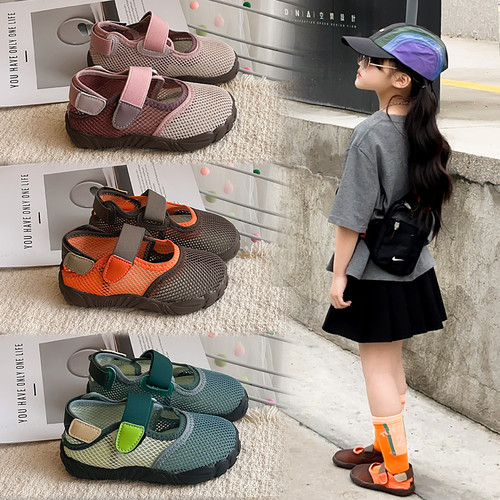 女童户外运动凉鞋2026夏季儿童学生单网运动鞋男童软底透气溯溪鞋