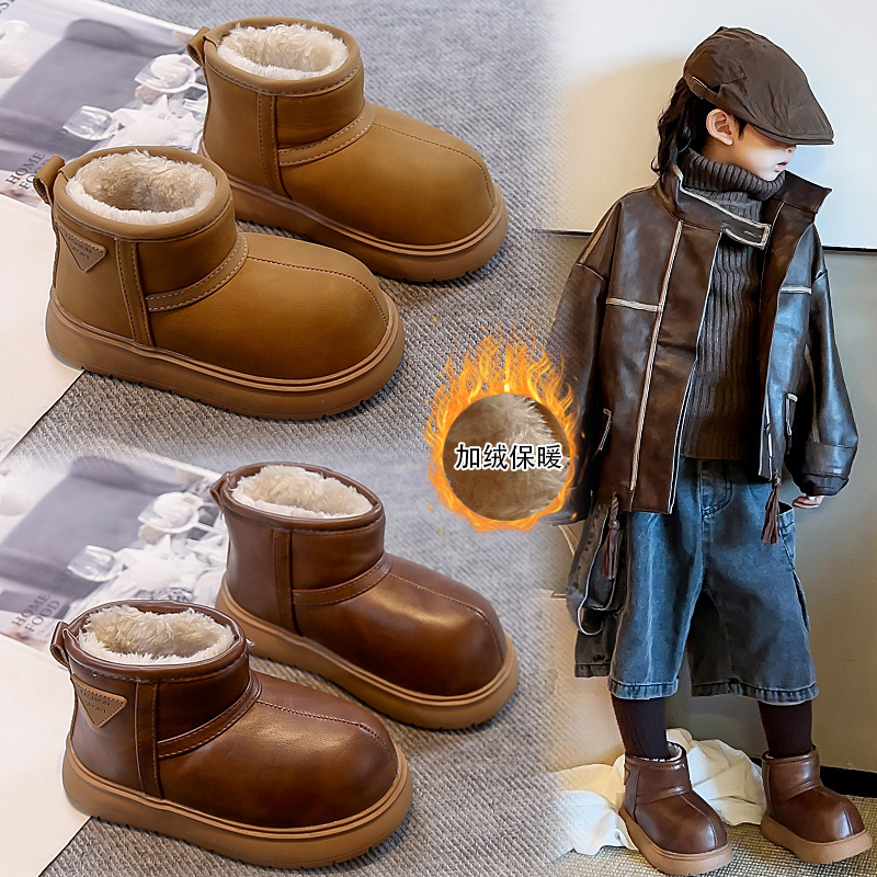 儿童户外雪地靴加绒加厚面包靴