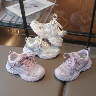 女童鞋子镂空透气运动鞋2026新款春夏款儿童单网面透气男童半凉鞋