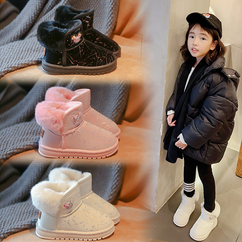 女童冬季加绒加厚防水防滑雪地靴