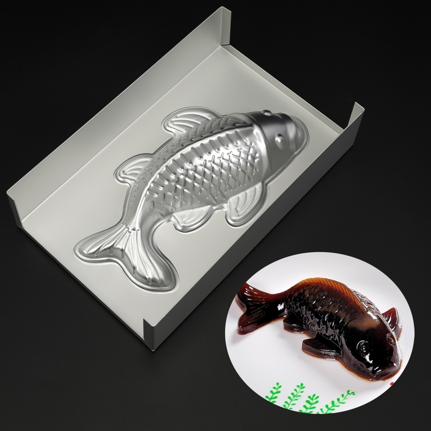 鱼型铝合金模具肉冻鱼子冻年糕布丁饭团锦鲤果冻凉冷菜品烘焙模具
