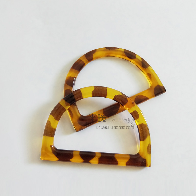 HANDMADE DIY CROCHET HANDLE ACRYLIC RESIN ROUND D-SHAPED HANDLE FABRIC COTTON ROPE WOVEN BAG CARRYING LOOP