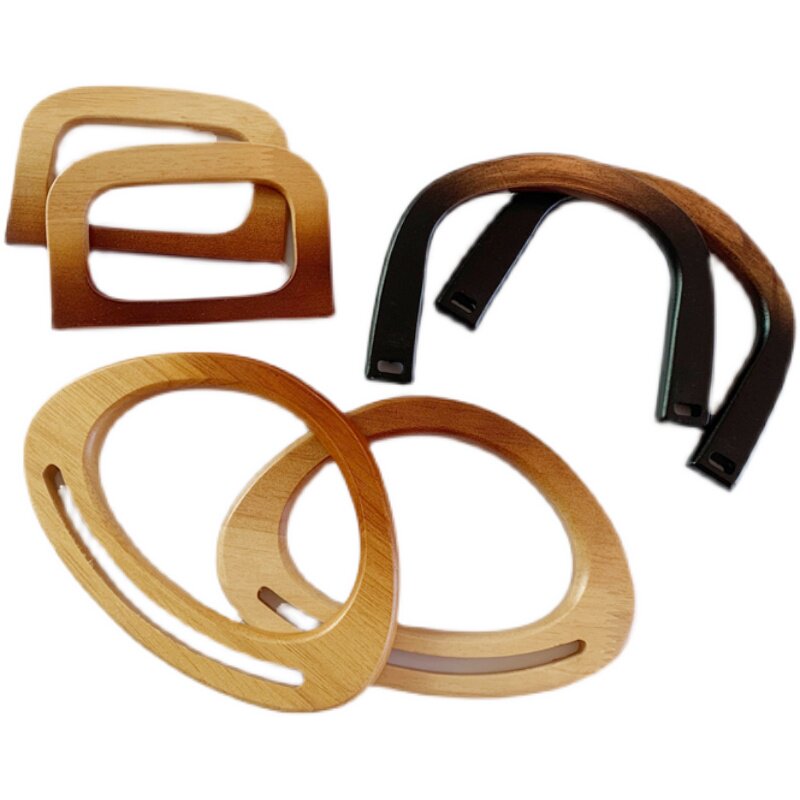 DIY LUGGAGE HANDLES ACCESSORIES SOLID WOOD GRADIENT HANDLES CARRYING RINGS SMILEY FACES D-SHAPED U-SHAPED KNITTING CROCHET AND LEATHER BAG ACCESSORIES