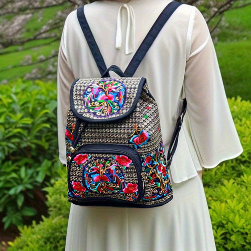 民族风时尚双肩单肩手拎多用包