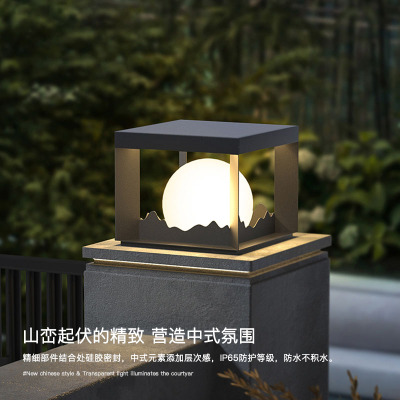 户外柱头灯太阳能门柱灯大门柱子灯别墅庭院围墙灯新中式院墙柱灯