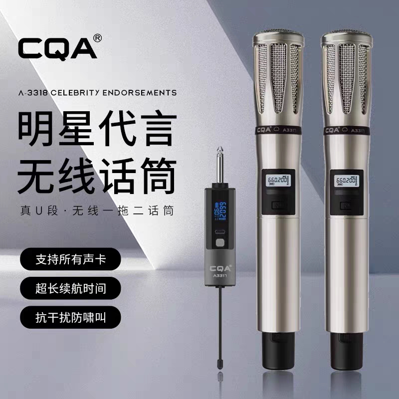 CQA3318 无线手持麦克风户外拉杆箱万能一拖二话筒唱歌动圈麦话筒图片