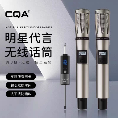 CQA3318 无线手持麦克风户外拉杆箱万能一拖二话筒唱歌动圈麦话筒