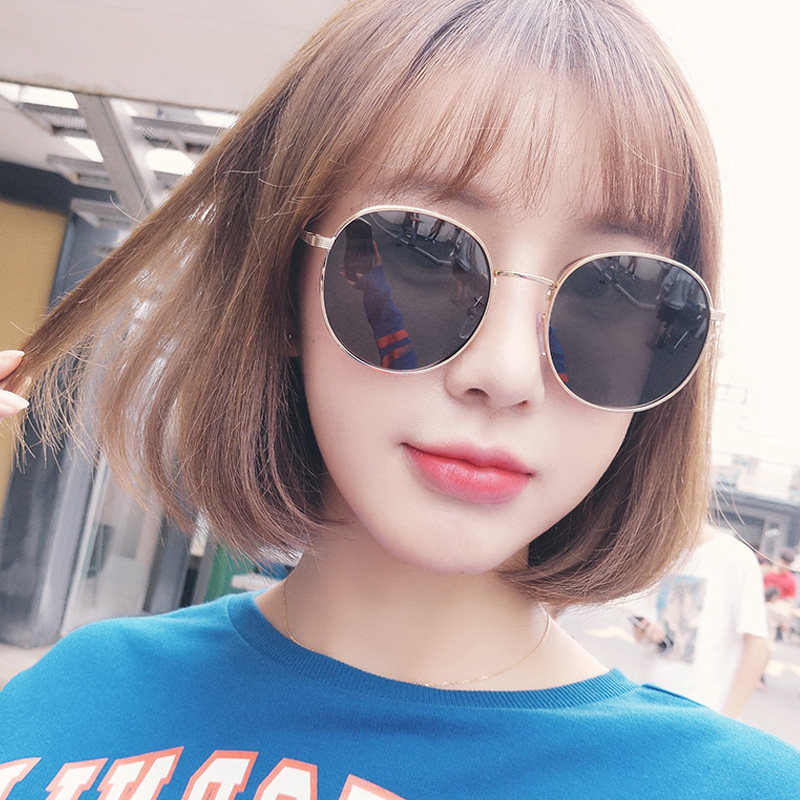 2024新款太阳镜女圆形金属大框潮防紫外线眼镜时尚网红个性墨镜男