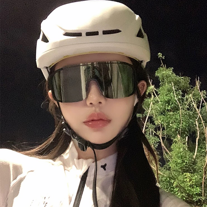 登山骑行眼镜个性连体大框墨镜女滑雪护目镜防风防晒太阳镜男大脸