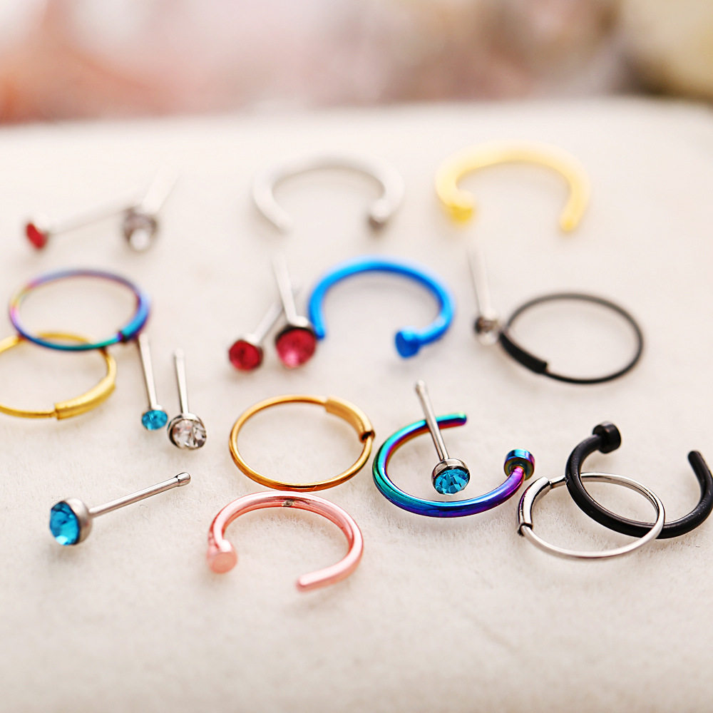C-SHAPED NOSE RING CURVED NOSE ASSEMBLY 22 PIECE SET