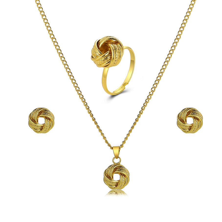 METAL JEWELRY 3PCS SET WEDDING RING EARRING NECKLACE WEDDING JEWELRY