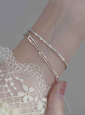 Bracelets women's cool wind Bracelet 2 pcs set 银色手链2件套