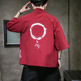 F868P45室内风风棉麻青年百搭休闲七分袖宽松汉服开衫外套，男装夹克，电商A026