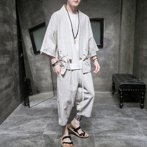 A611 P85 室内风 风七分袖七分裤加肥加大码时尚宽松汉服套装图片