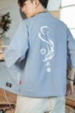 F70P45咖啡厅2024夏装新款风大码宽松七分袖汉服开衫外套，男装民族服装，电商A026