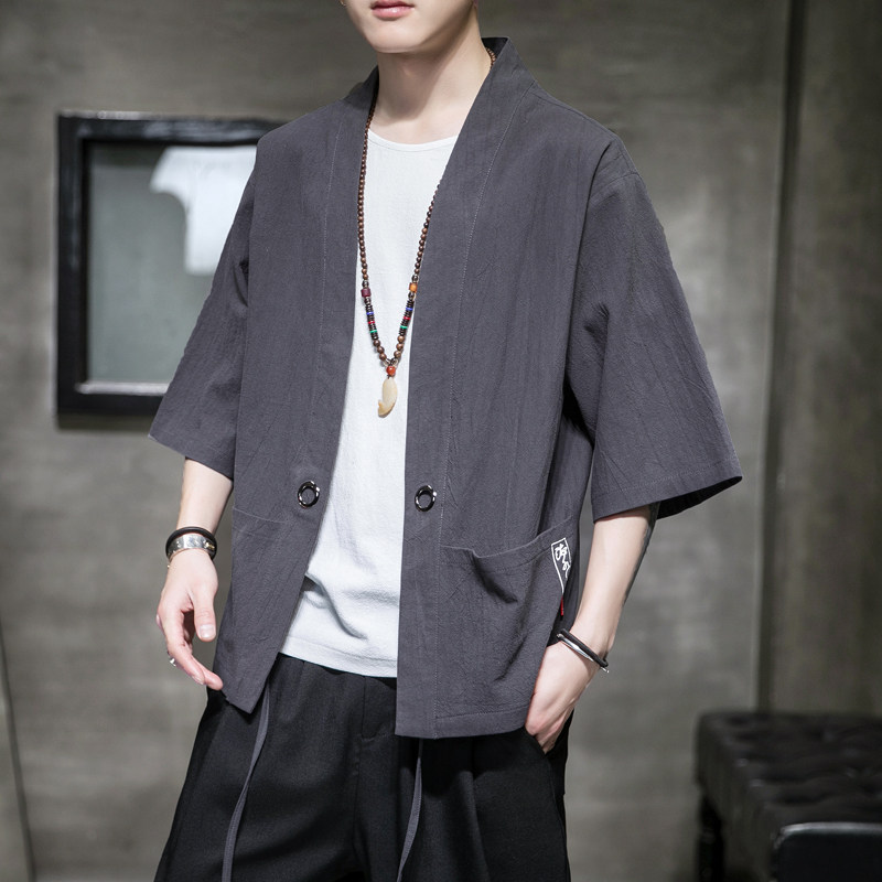 F868P45室内风2024夏装新款风青年潮流印花大码汉服外套,男装夹克,电商A026