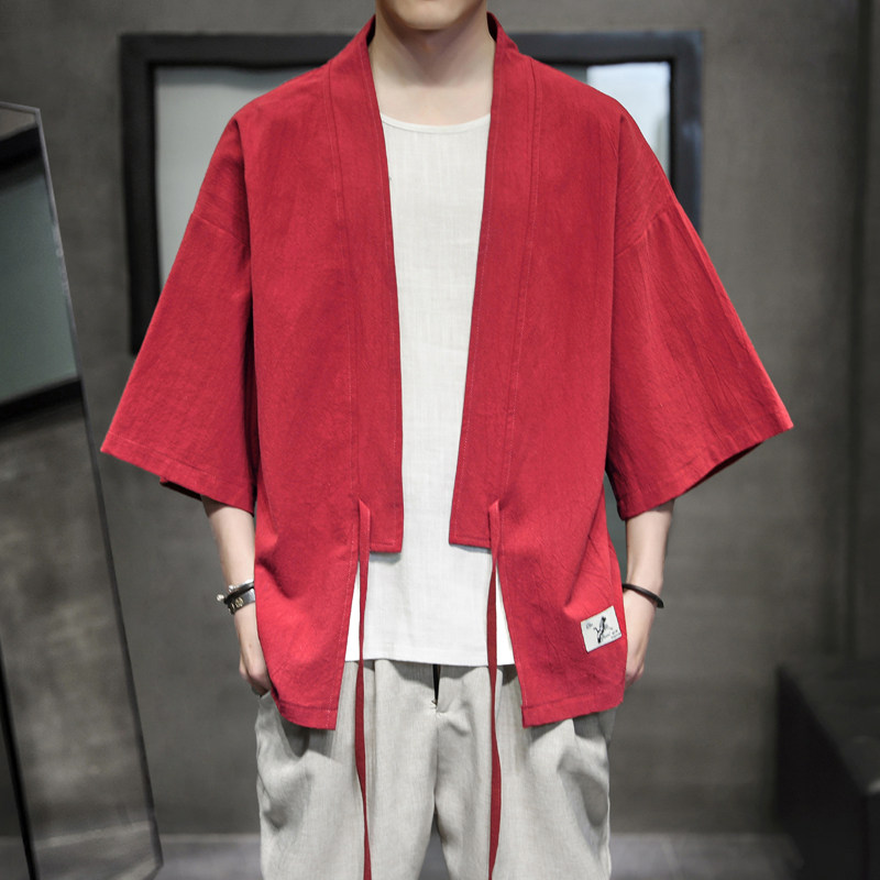K626P30室内风夏装休闲潮流青年开衫仙鹤刺绣汉服,男装民族服装,电商A026