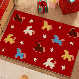 马年入户地垫门口家用可裁剪 pvc脚垫皮革免洗好打理门内红色地毯