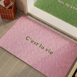 韩系纯色马卡龙丝圈入户地垫耐磨耐脏易打理pvc玄关门口地毯脚垫