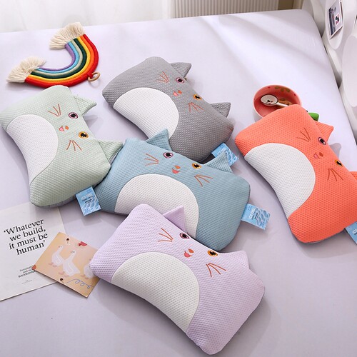 小猫咪凉感丝儿童甜荞麦壳护颈枕头小孩枕芯幼儿园婴童枕24x45cm