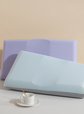 （总）聚瑞源家纺 2025新款硅胶枕枕头枕芯-玛卡龙蓝色拼灰色成人